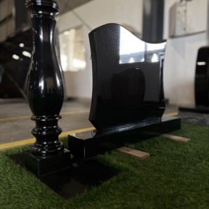 Black Granite Headstone Monument with Polished Finish